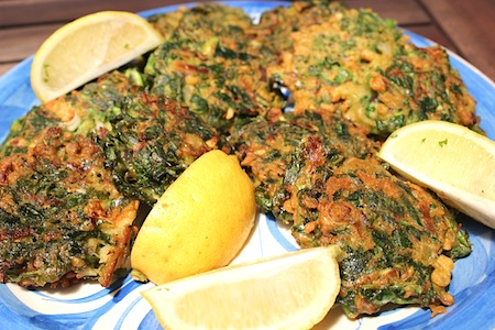 Vegan Spinach Zucchini and Pea Fritters: Karen Martini&nbsp;Recipe