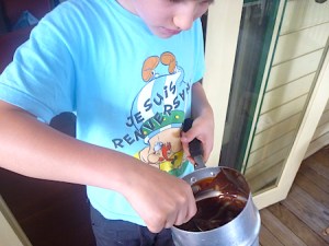 Licking the saucepan