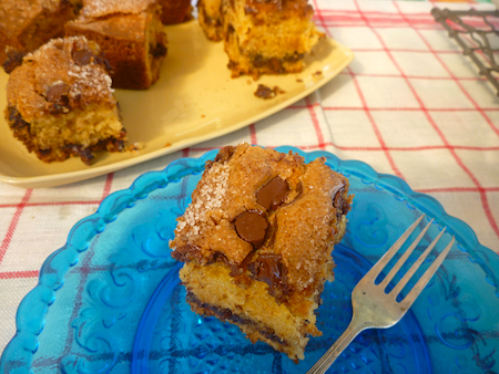 Chocolate chip and sour cream coffee cake