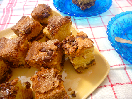 Chocolate chip and sour cream coffee cake