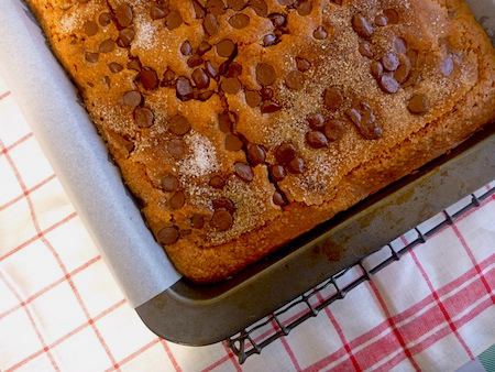 Chocolate chip and sour cream coffee cake
