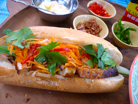 Vegetarian banh mi - Vietnamese salad rolls with marinated tofu Vegetarian banh mi - Vietnamese salad rolls with marinated tofu