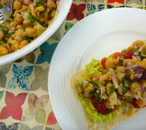 Smashed chickpea salad sandwich