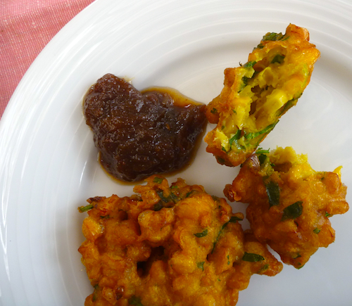 Indian corn fritters (pakoras)