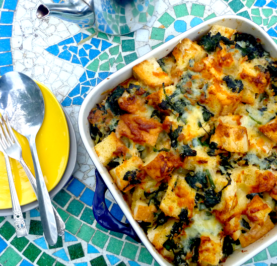 Baked spinach and cheese strata