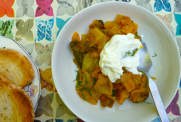 Julie Sahni's hearty red lentil and cabbage stew #vegan